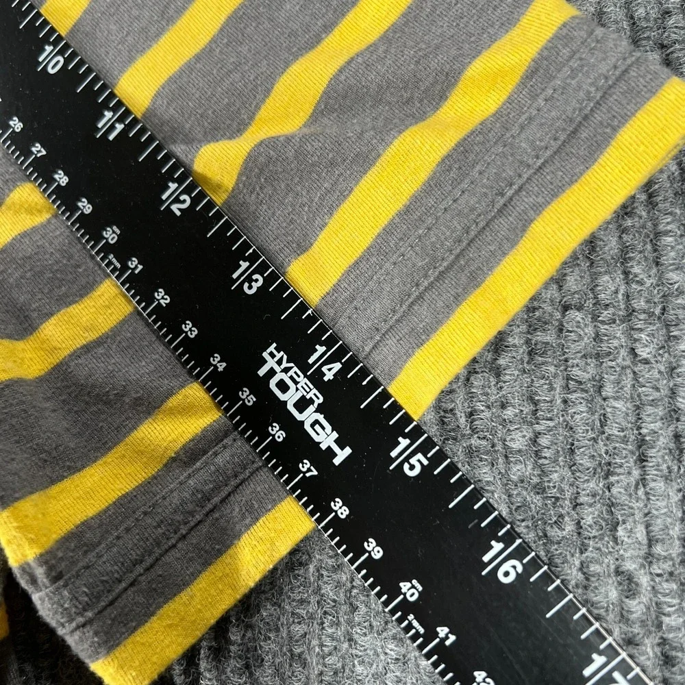 Banana Republic Mens Size Medium Gray‎ Yellow Striped Short Sleeve Polo Shirt